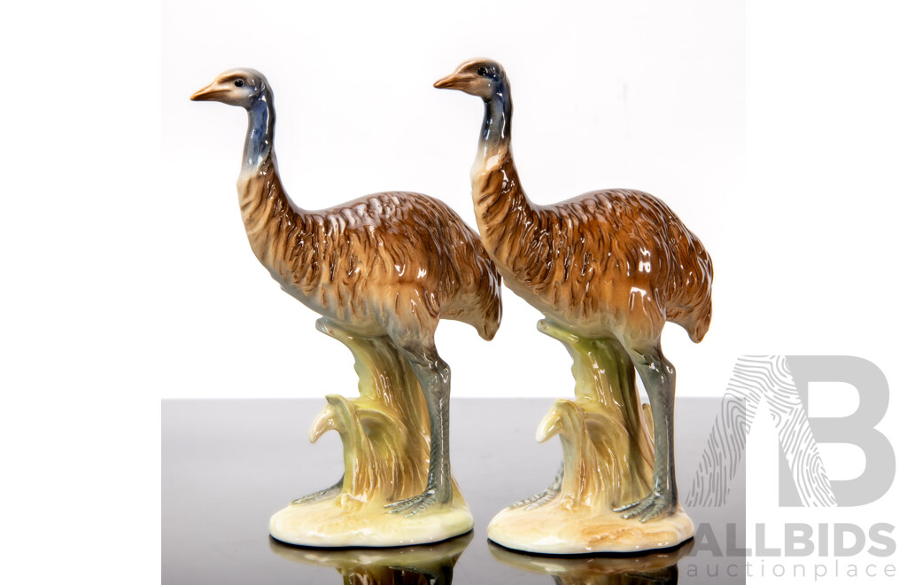 Rare Pair of Goebel (West Germany) Porcelain Emu Figures