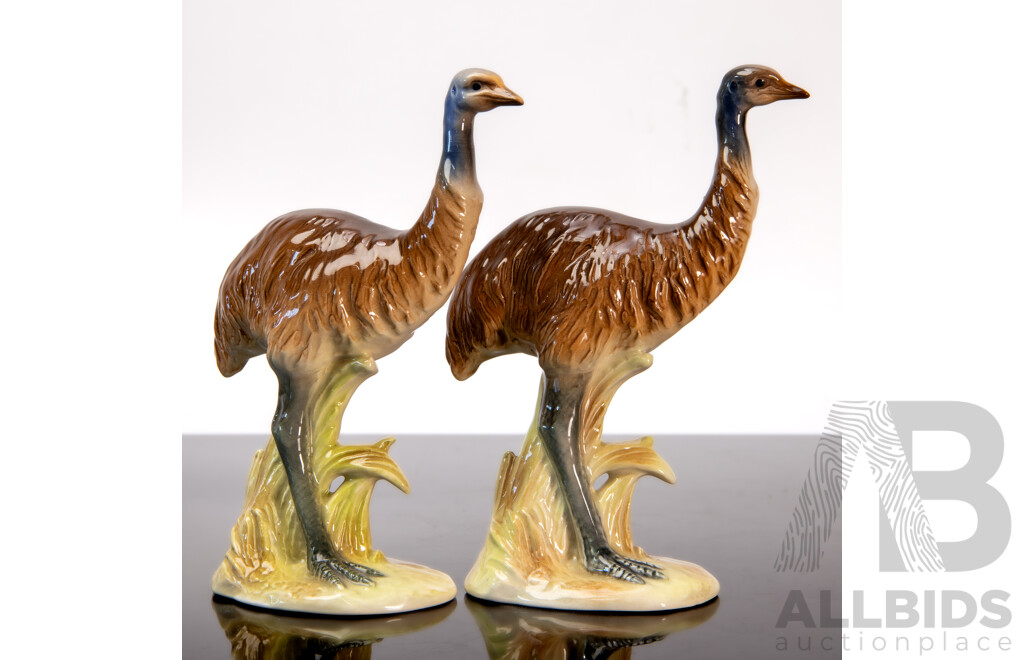 Rare Pair of Goebel (West Germany) Porcelain Emu Figures