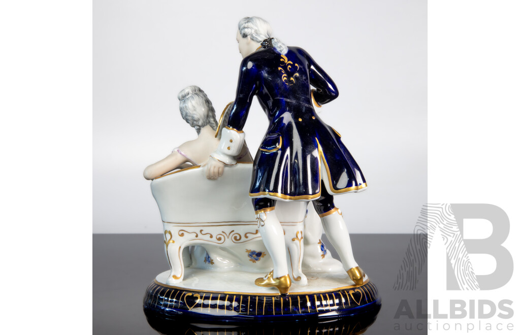 Large Royal Dux (Czechoslovakia) Porcelain Figure of a Courting Couple