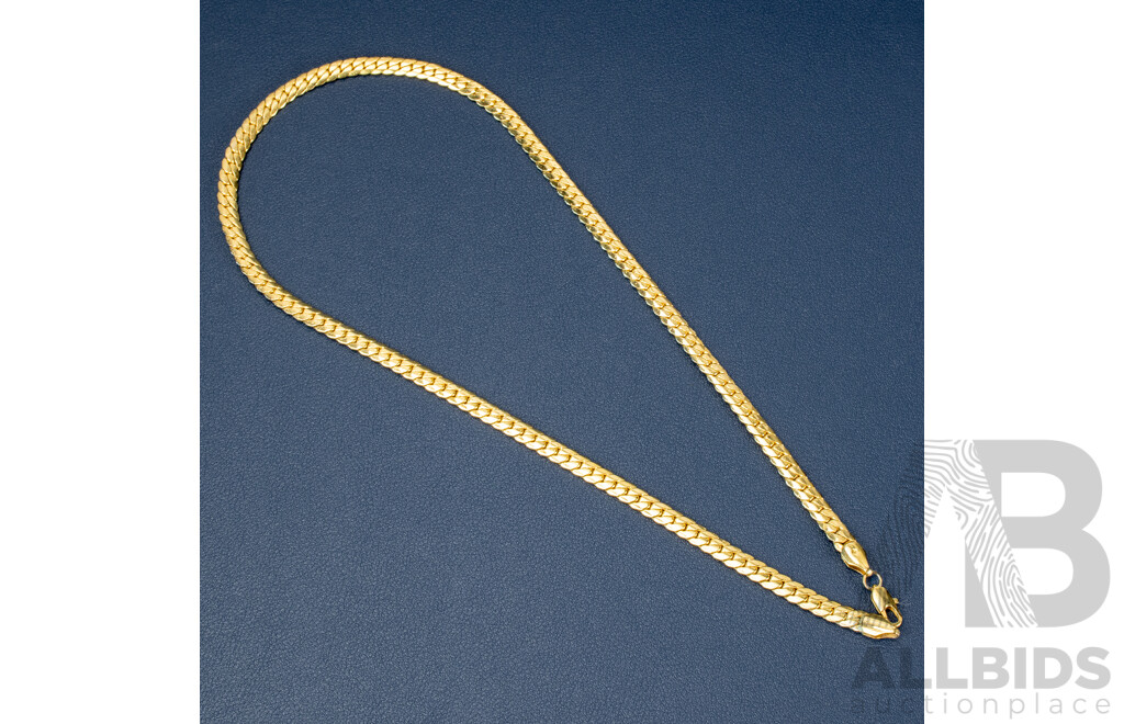 9ct Yellow Gold Plated Textured Curb Chain Necklace. Length - 51cms