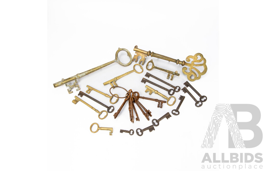 Collection of Vintage Style Keys with Two Key Form Racks