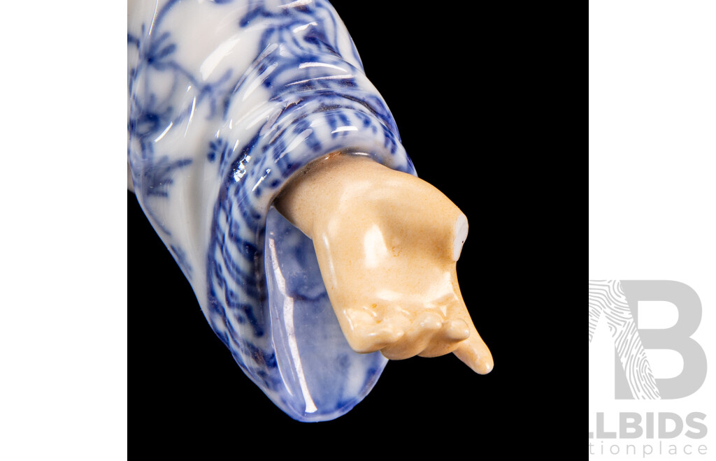 Blue Chinese Porcelain Merchant Figurine