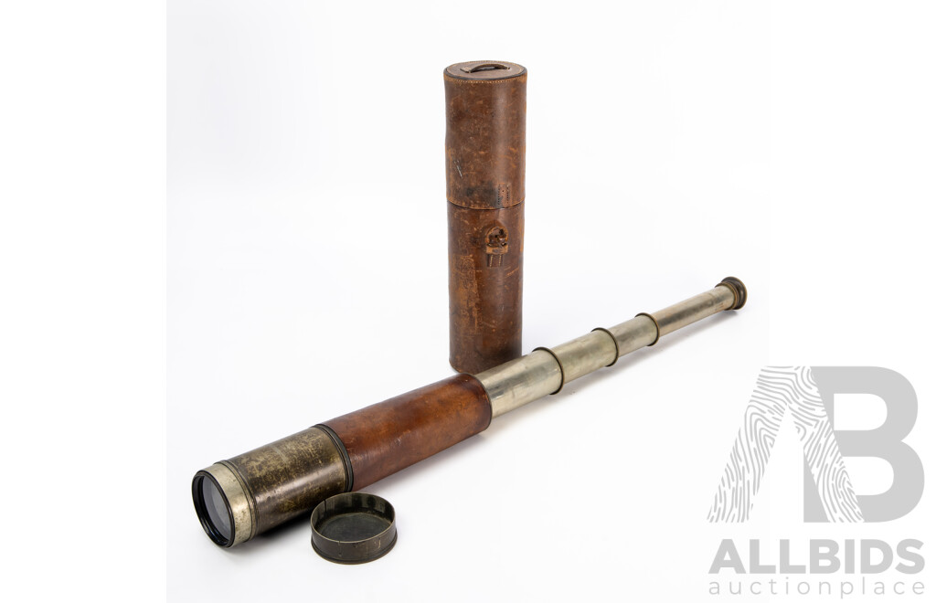 Ross of London Brass Draw Telescope with Leather Case