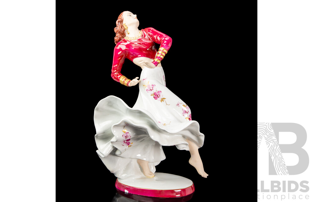 Royal Dux, Bohemia (Czechoslovakia)Art Deco Porcelain Spanish Dancer Figurine 
