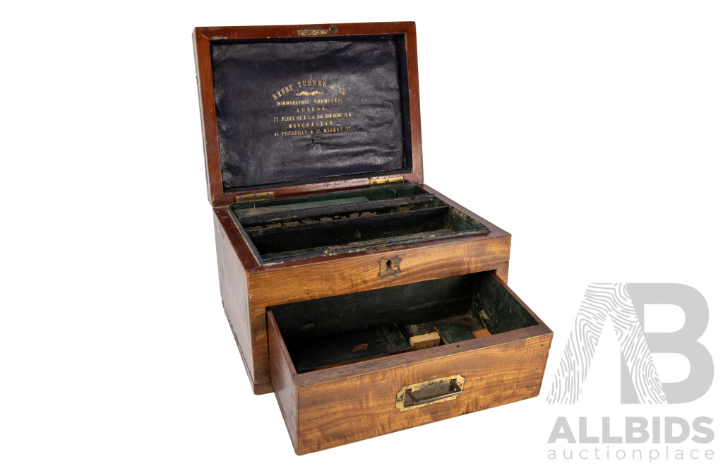 Antique Mahogany Apothecary Box (Henry Turner & Co., Homeopathic Chemists, London)