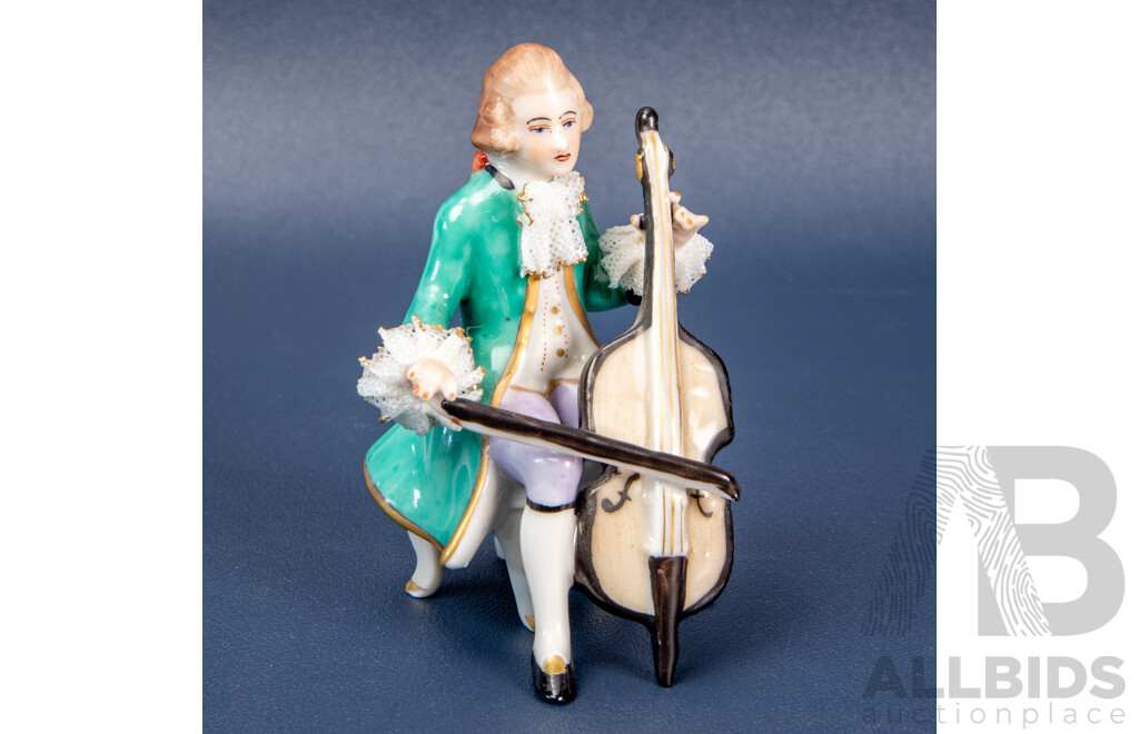 Three Frankenthal (Germany) Porcelain Figurines with Porcelain Lace, 18th?19th Century Style