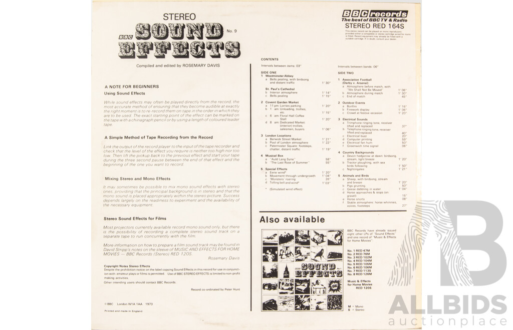 Set of Six Vintage Sound Effects LP Records