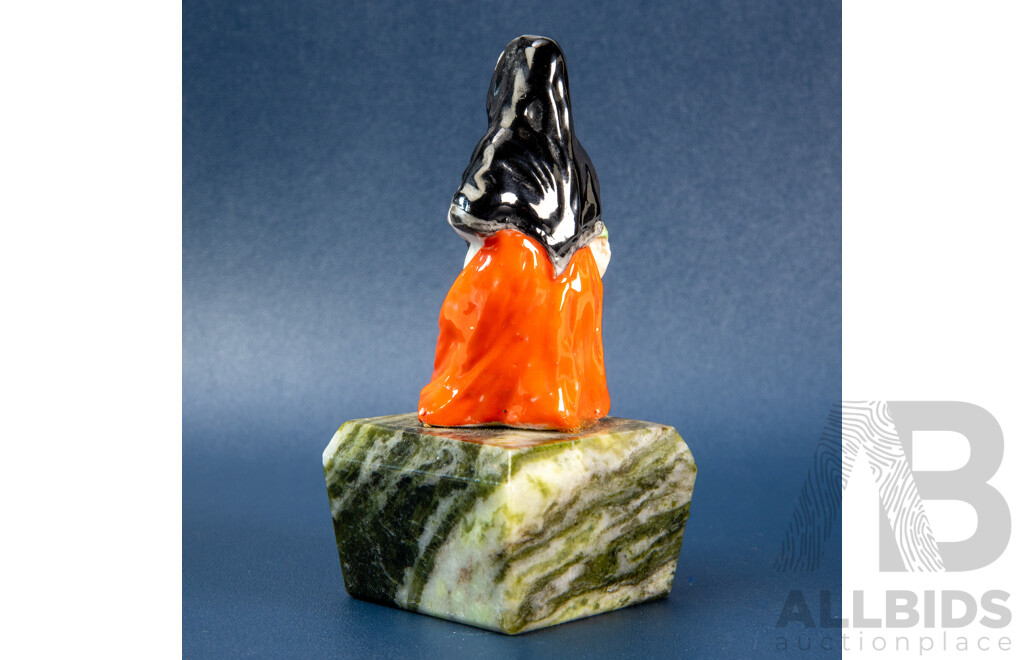 Vintage Irish 'Old Woman' Figurine on Connemara Marble Base