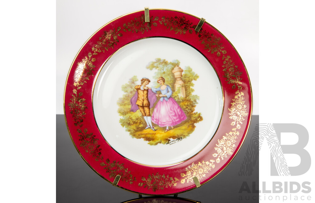 Limoges Castel Fragonard Style Decorative Porcelain Plate, France