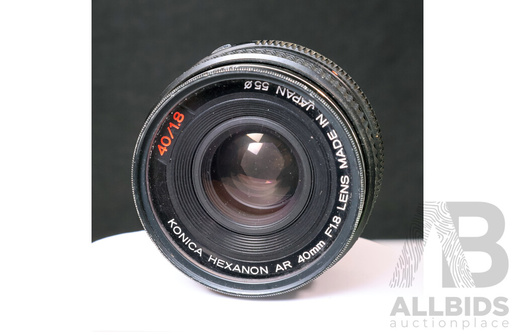 Collection of Vintage Standard Prime Lenses Including Konica and Mamiya