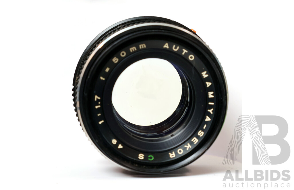 Collection of Vintage Standard Prime Lenses Including Konica and Mamiya