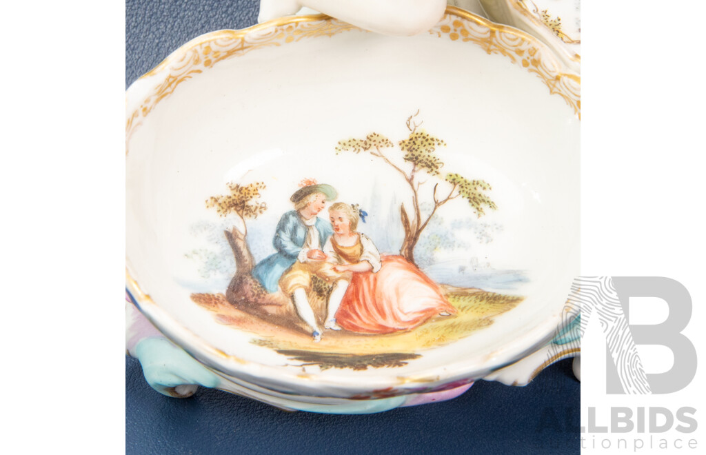 Pair of Antique KPM Berlin Porcelain Figural Spice or Salt Dishes