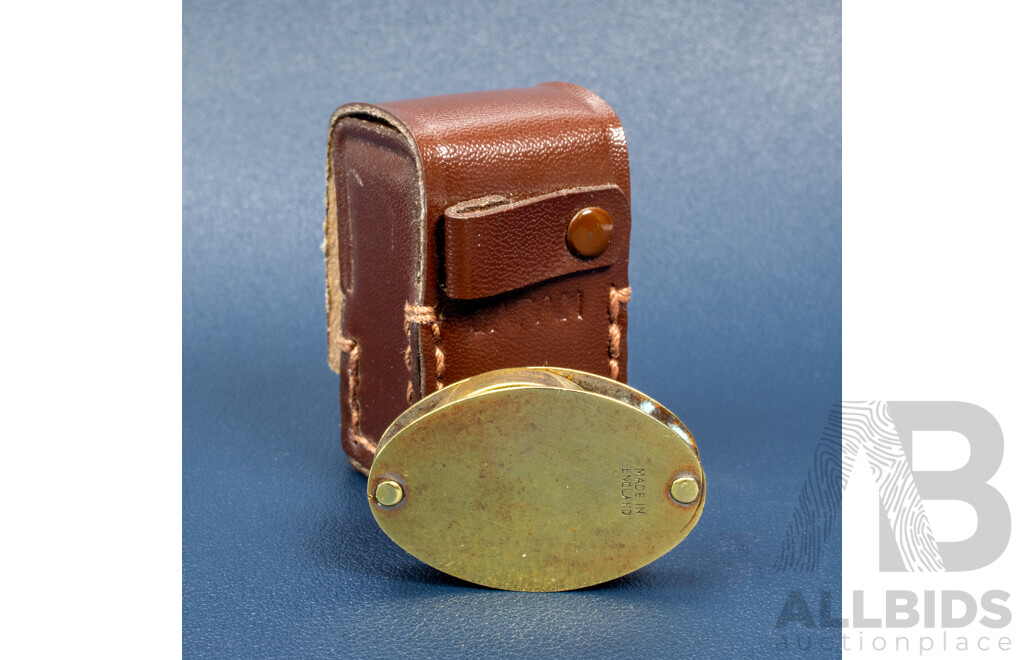 Antique Brass Jewellers Loupe in Leather Case