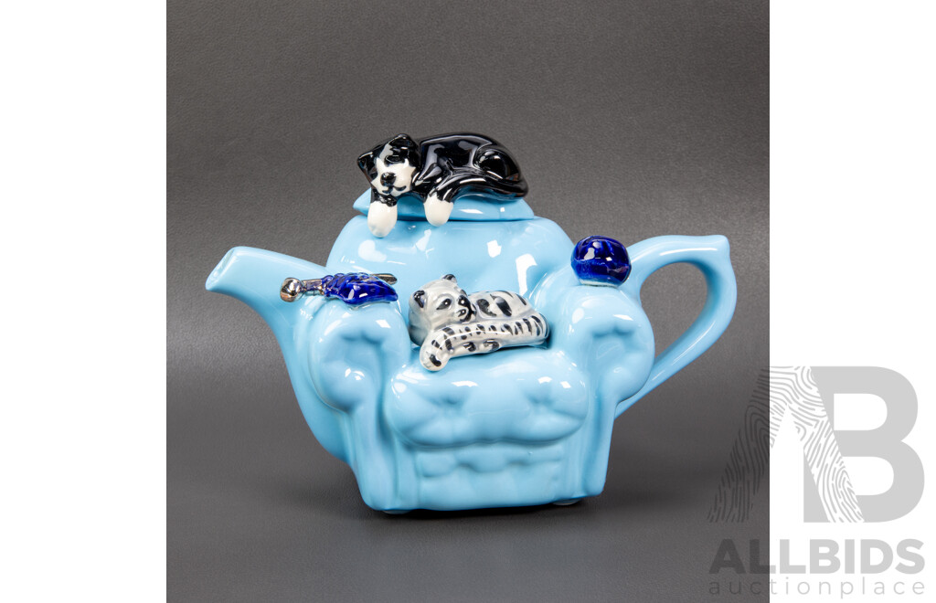 Ceramic Inspirations Blue Cats One Cup Teapot