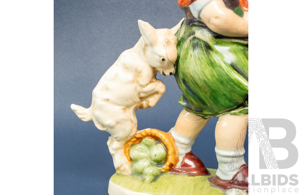 Friedel Figurine Girl with Playful Goat