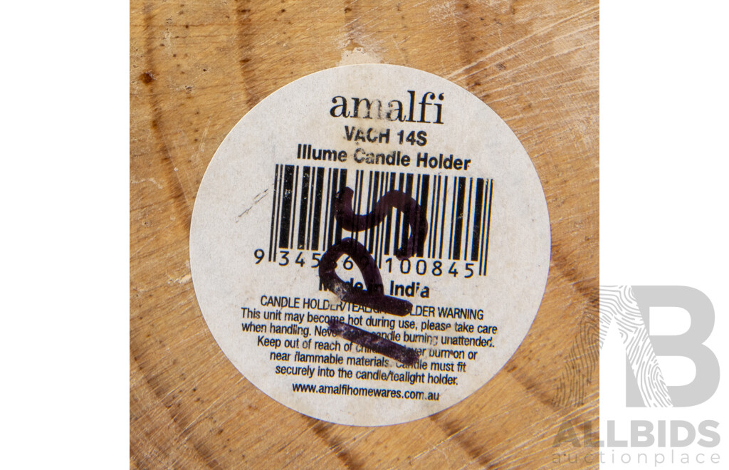 Set of Four Rare Amalfi Timber and Copper Candle Holders