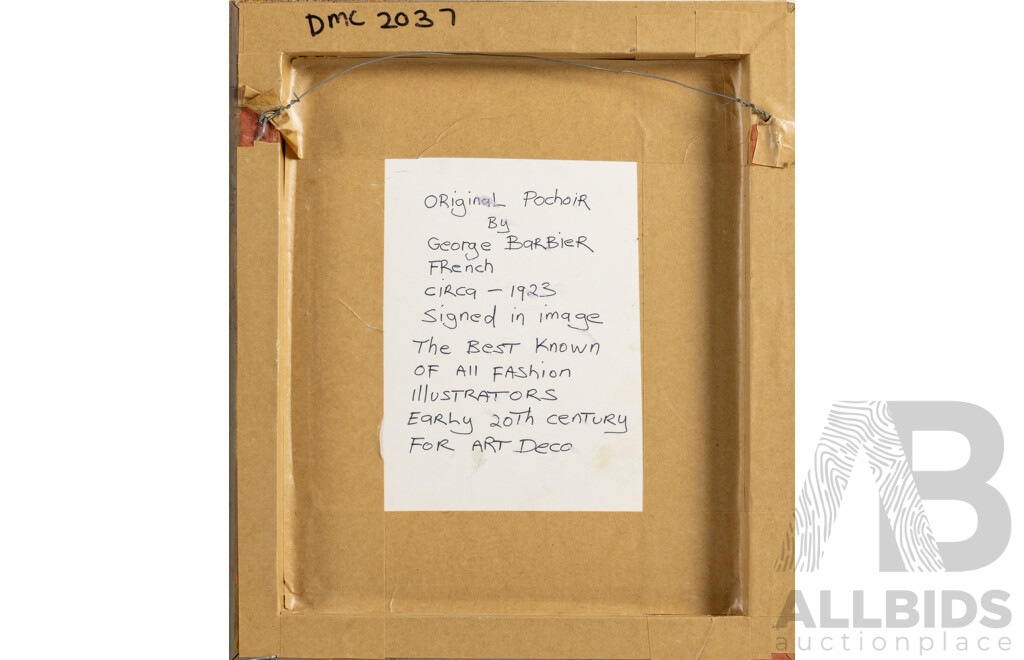 George Barbier, (19th/20th Centuries, French, 1882-1932), Sont-ils Gentils [Are They Nice?], Original Antique Pochoir, c.1923, 32 x 27 cm (frame)