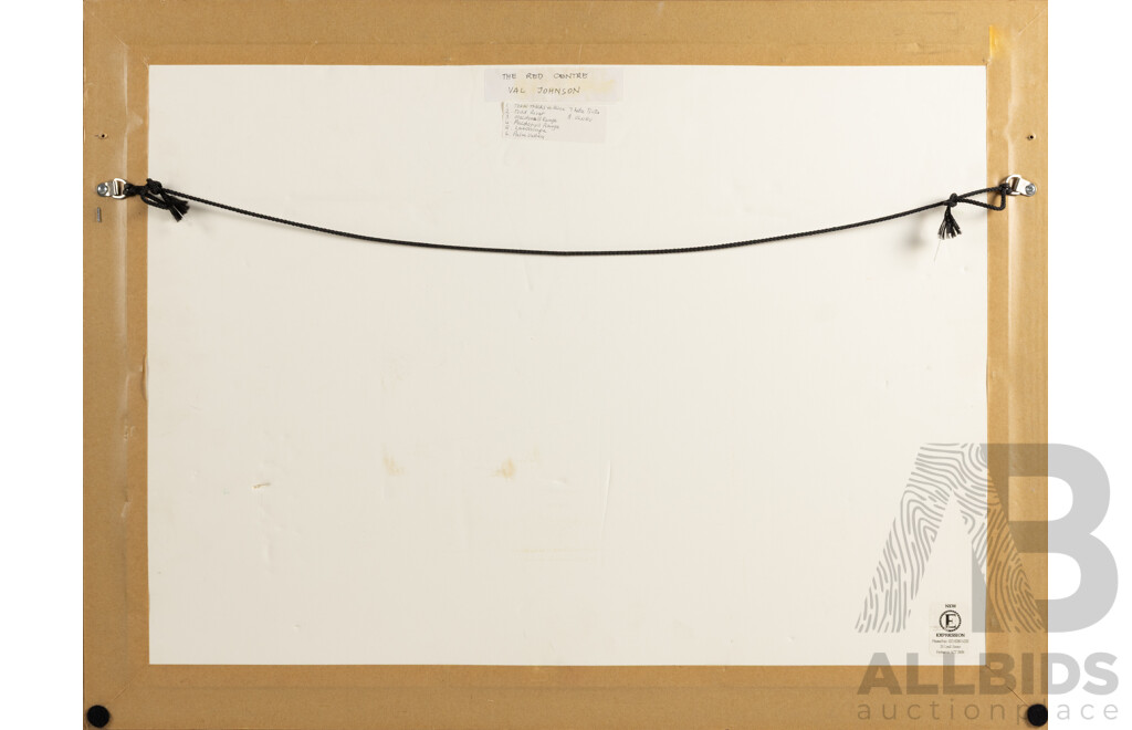 Val Johnson, (20th Century, Australian), Outback Places - The Red Centre, Oil on Canvas on Board, Each Panel 10 x 30 cm, Overall 54 x 71 cm (frame)