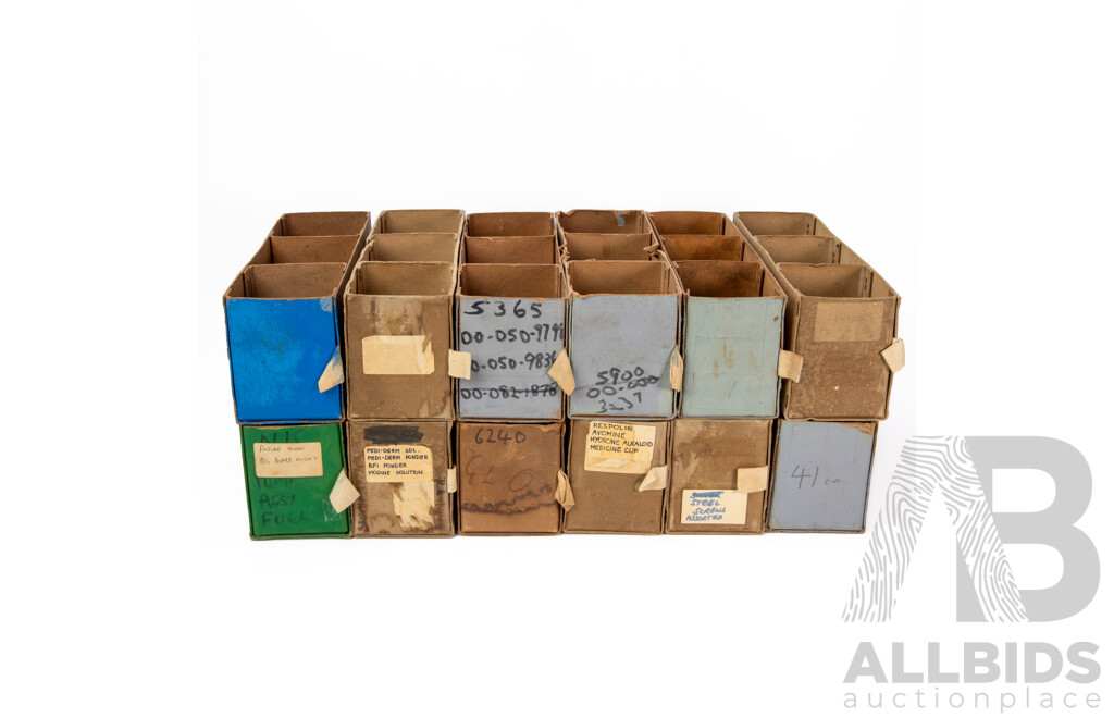 Collection of 12 Vintage Cardboard Parts Holders