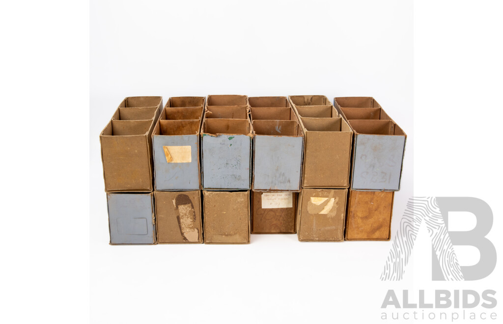 Collection of 12 Vintage Cardboard Parts Holders