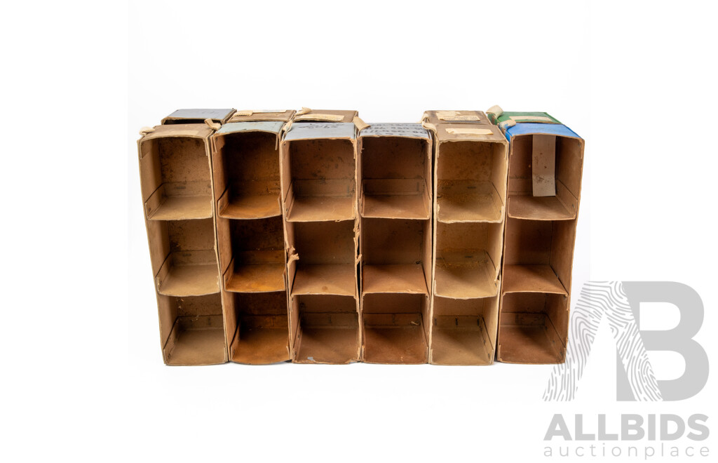 Collection of 12 Vintage Cardboard Parts Holders