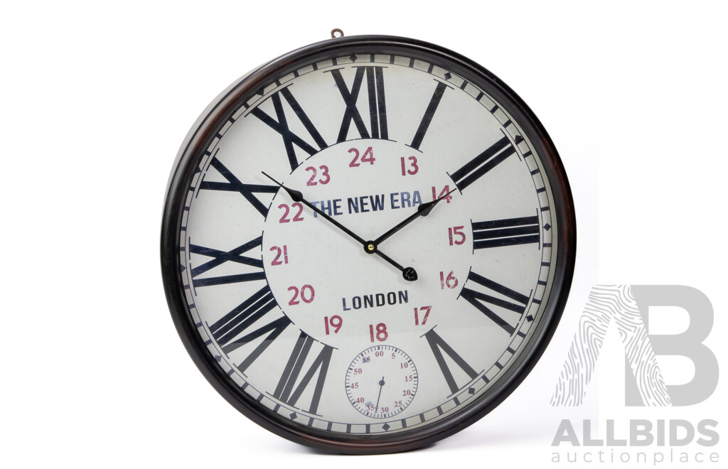 Stunning Vintage Large 'The New Era London' Clock with 24 Hour Time