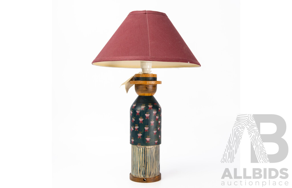 Beautiful Folk Art Lamp with Lampshade by Jane Toohey for Bellissima