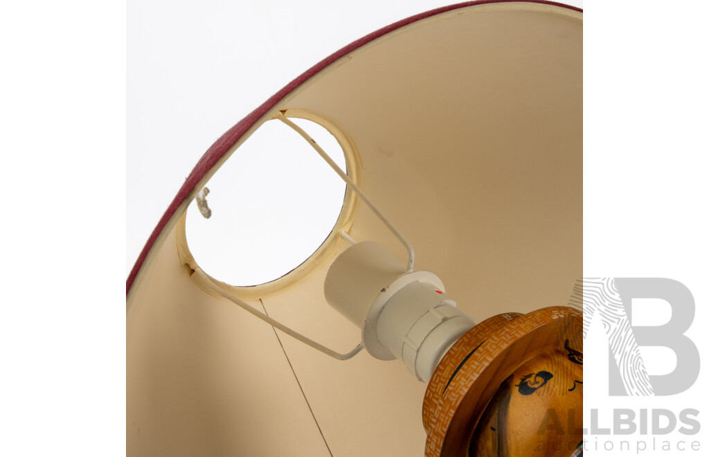 Beautiful Folk Art Lamp with Lampshade by Jane Toohey for Bellissima