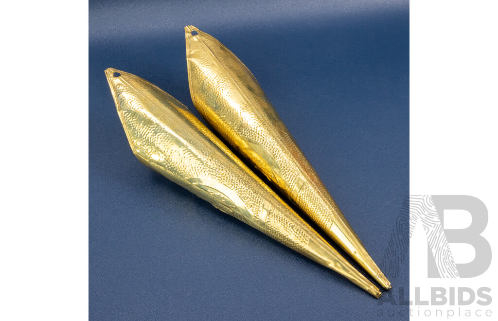 Pair Of Antique English Brass Fireplace Match Holders