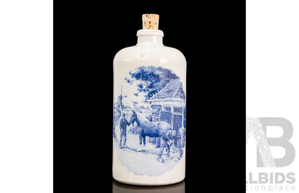 Vintage Apostel Stoneware Holland Delft Blauw Hand Painted Jug