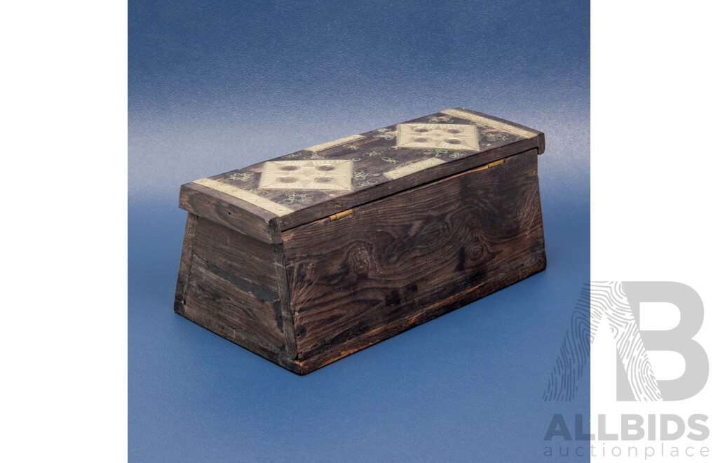 Vintage Antique Dark Timber Box With Silver Embellishments