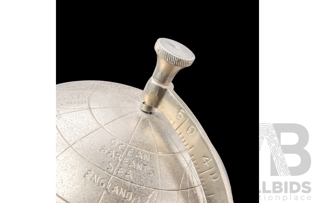 Vintage World Globe In White Metal