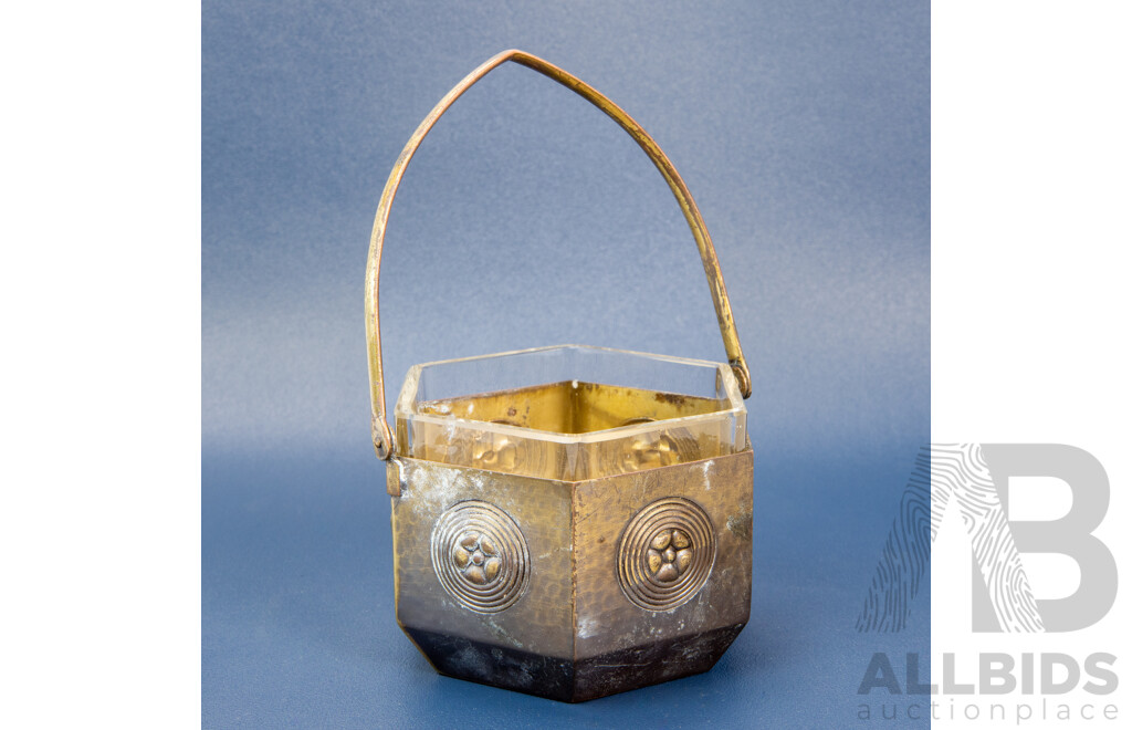 Antique WMF German Silver Plate Ostrich Hexagonal Basket Dish