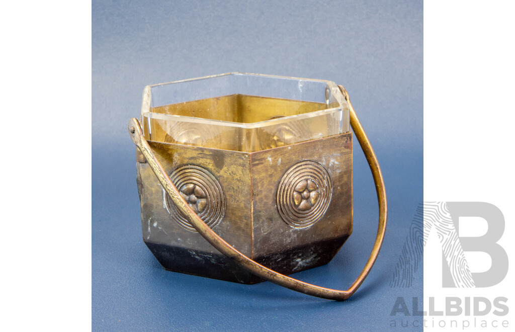 Antique WMF German Silver Plate Ostrich Hexagonal Basket Dish