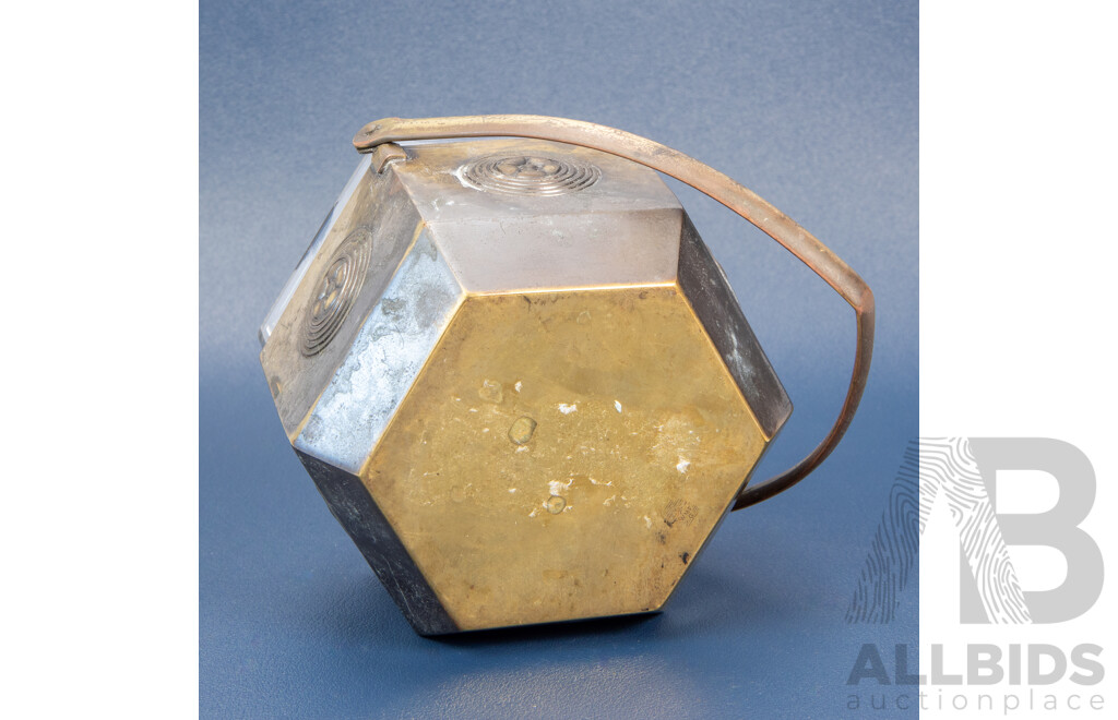 Antique WMF German Silver Plate Ostrich Hexagonal Basket Dish