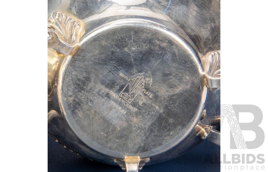 Paramount Silver Plate Sugar Bowl & Milk Jug Set