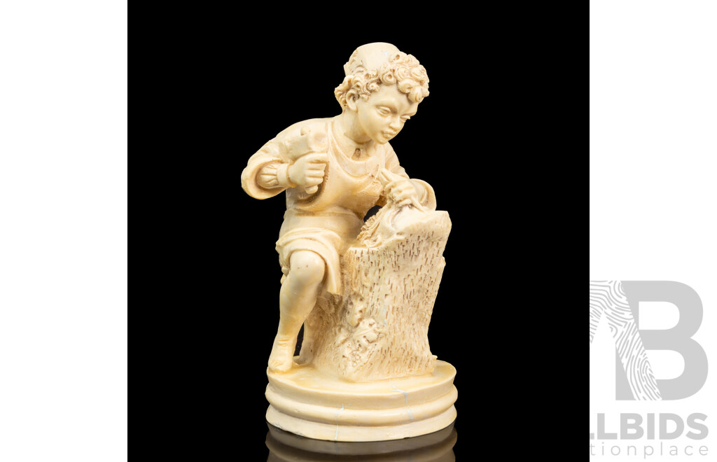 Vintage Gino Ruggeri Italian Figurine, 'Michelangelo as Boy Sculptor'