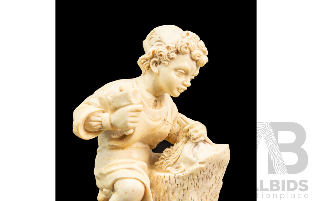 Vintage Gino Ruggeri Italian Figurine, 'Michelangelo as Boy Sculptor'