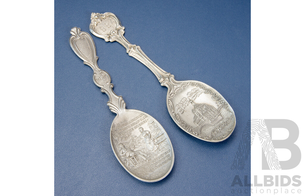 Pair of Large Vintage SKS Zinn Germany Pewter Spoons