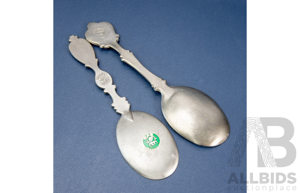 Pair of Large Vintage SKS Zinn Germany Pewter Spoons