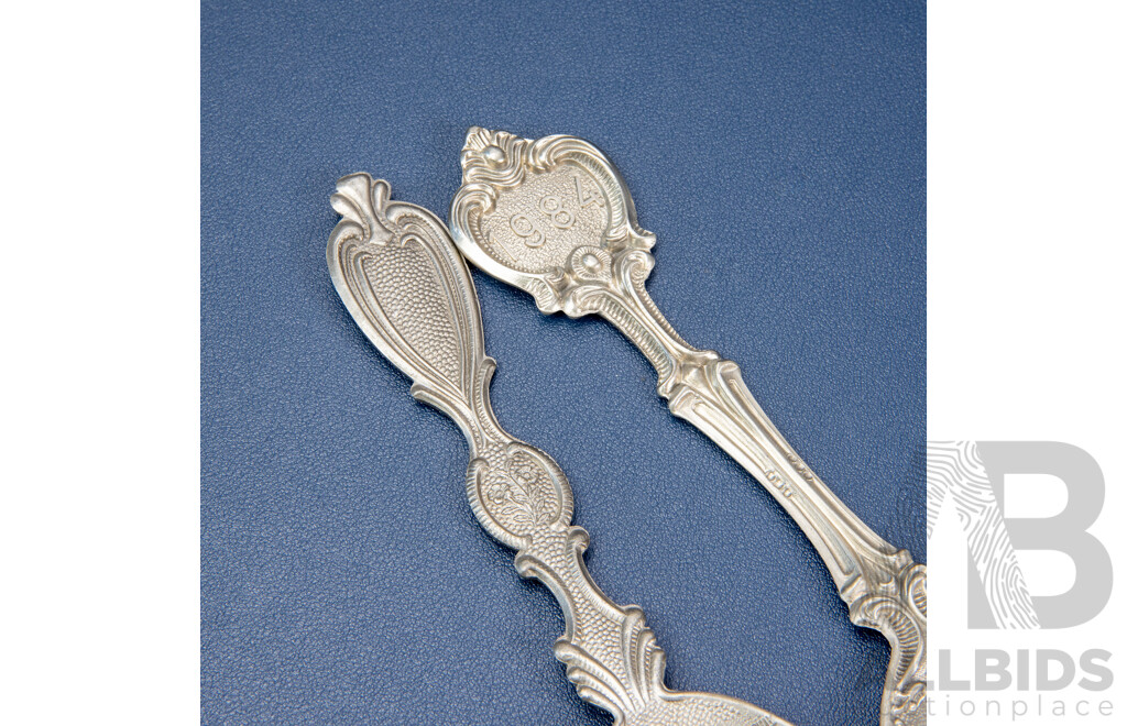 Pair of Large Vintage SKS Zinn Germany Pewter Spoons