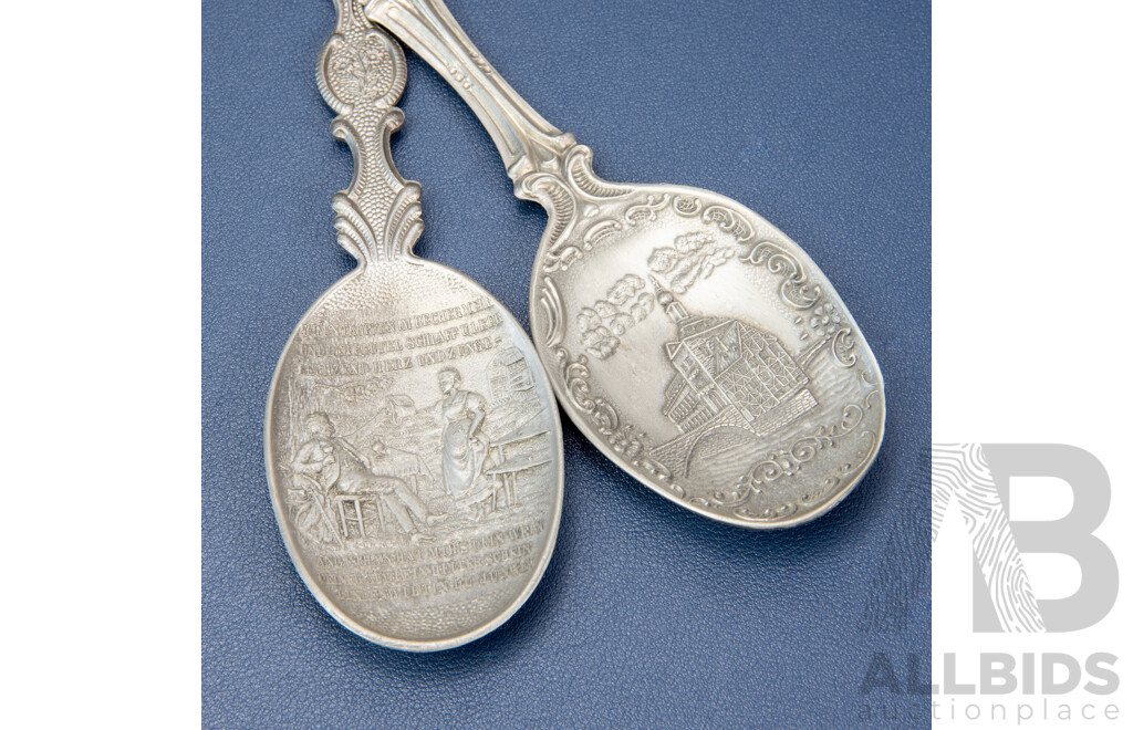 Pair of Large Vintage SKS Zinn Germany Pewter Spoons