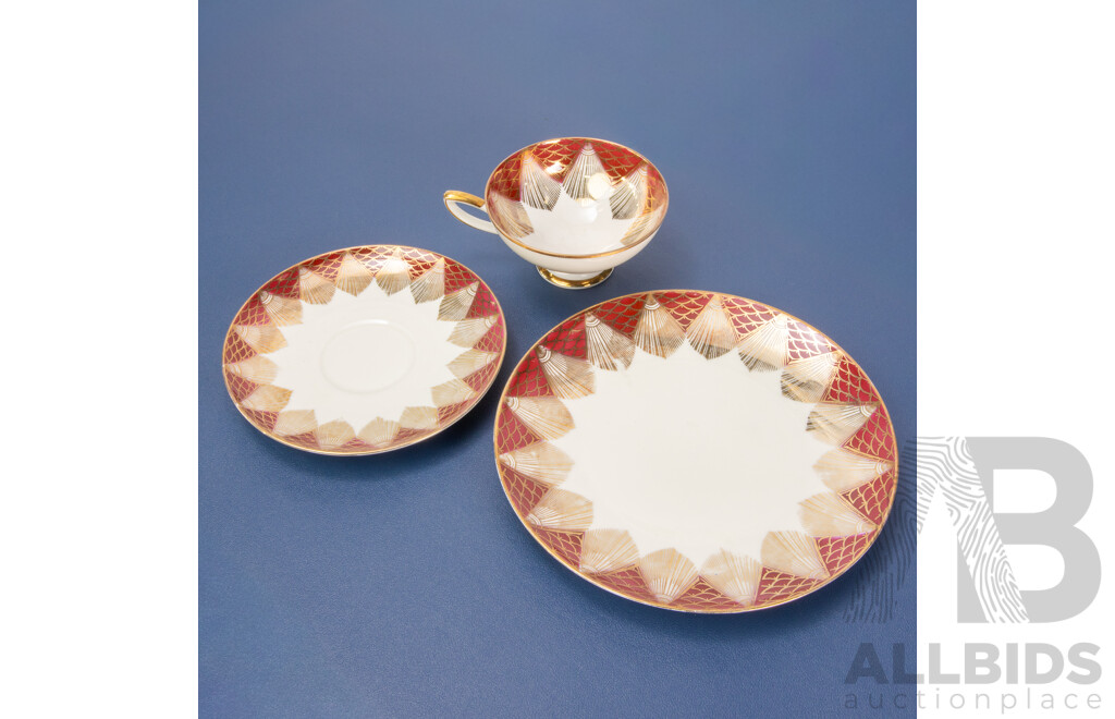 Winterling Roslau Bavaria Germany Gold 3 Piece Cup Saucer And Dessert Plate