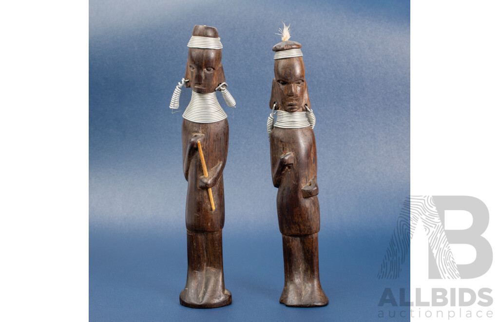 Pair Of Hand Carved Kenyan Tribal Statues