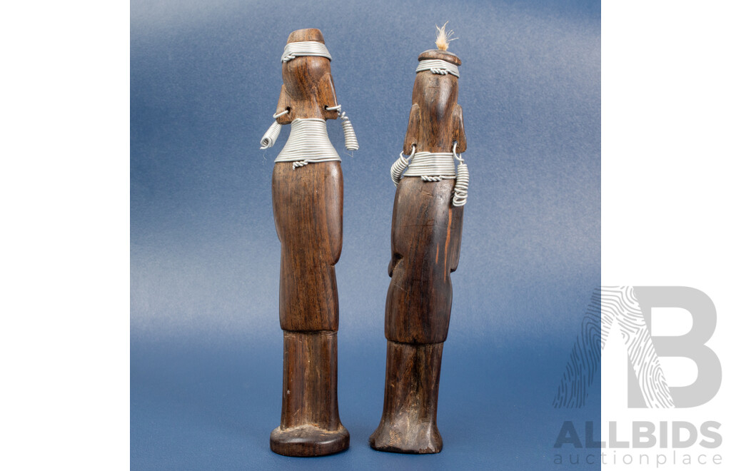 Pair Of Hand Carved Kenyan Tribal Statues
