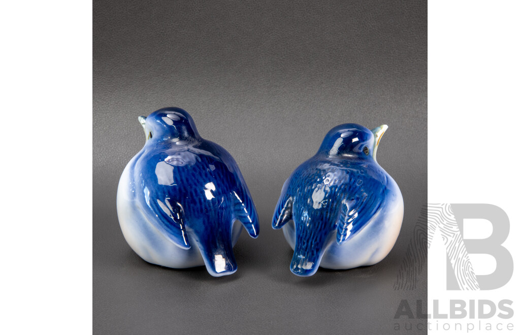 Pair of Bone China Bluebirds with Maker's Mark to Base of Each