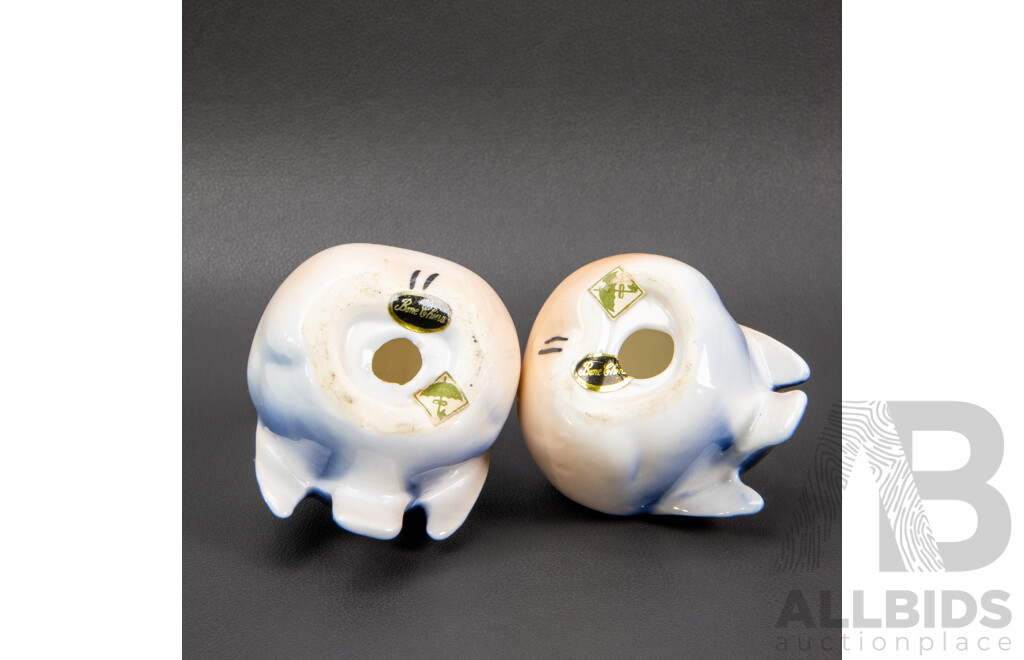 Pair of Bone China Bluebirds with Maker's Mark to Base of Each