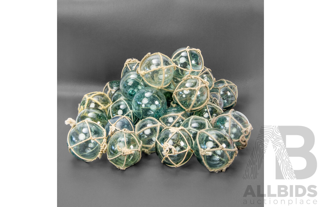 Collection Of 32 Small Glass Fishing Floats