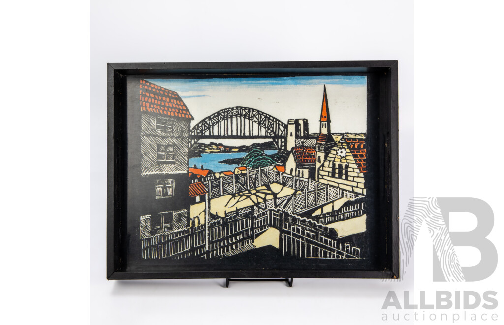 Rare Vintage C1932 Margaret Preston The Bridge From North Shore Drinks Tray
