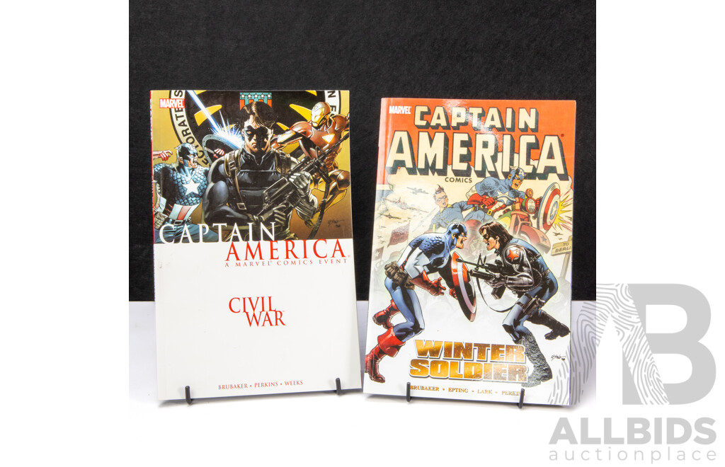 Pair of Captain America Marvel Comics Graphic Novels: 'Civil War' & 'Winter Soldier'